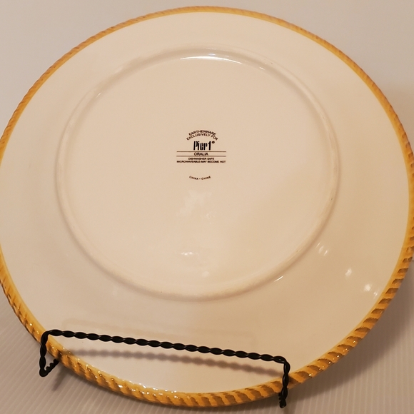 Pier 1 Imports ORALIA Dinner plate 11 5/8" Earthenware Floral Rope Edge Yellow - Picture 4 of 6